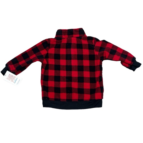 Boys Carter’s Baby 12 Mo Months Quarter 1/4 Zip Red Long Sleeve Fleece Pullover - Picture 3 of 8